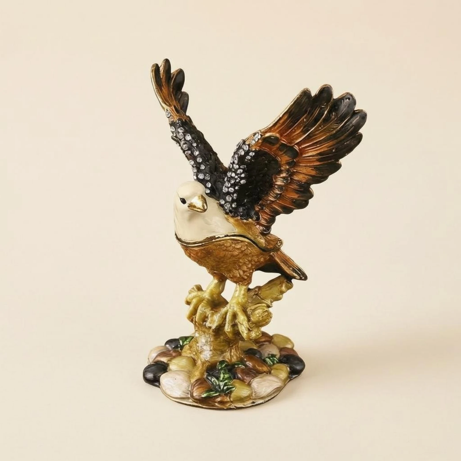 Retro Look Eagle Statue Wohnaccessoire Winged Bird Ornament Metal Animal Figurine for Desktop Display