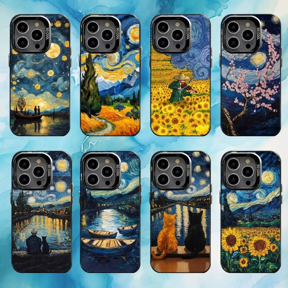 

Van Gogh The Starry Night Phone Case For iPhone17,16,15,14,13,12,11 Plus,Pro Max Black Candy Matte Shockproof Cover