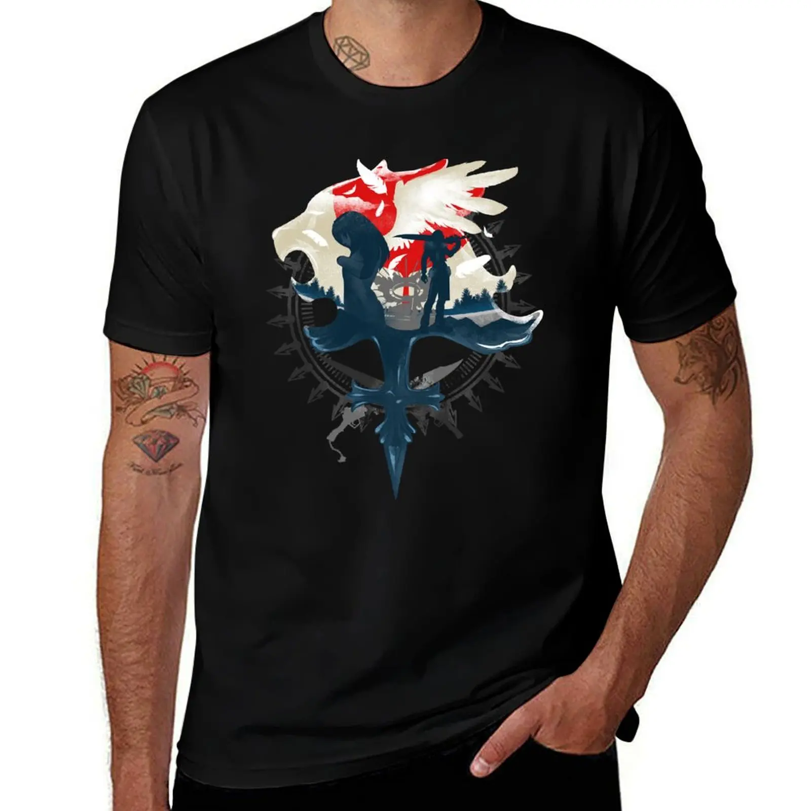 Angels and Gunblades T-Shirt blacks oversize graficzne koszulki luksusowe ubrania męskie