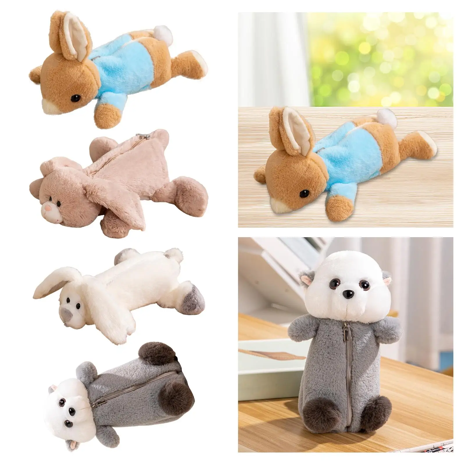 Plush Animal Shape Pencil Case Animals Stationery Bag for Child College Gift