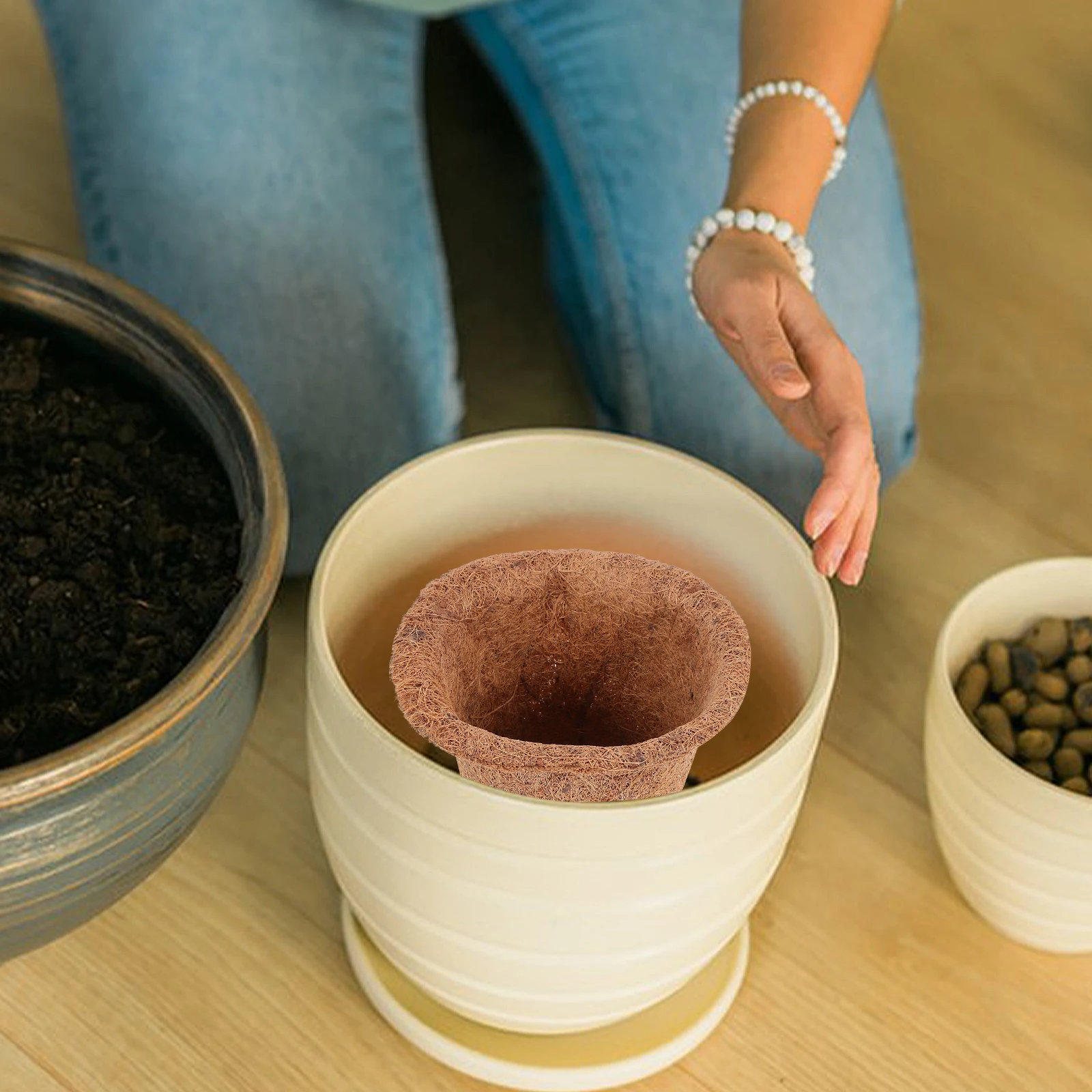 

4Pcs Coconuts Fiber Nursery Seedling Cups Convenient Plant Pots for Growing Flowers Vegetables Succulent Planter Garden Supply