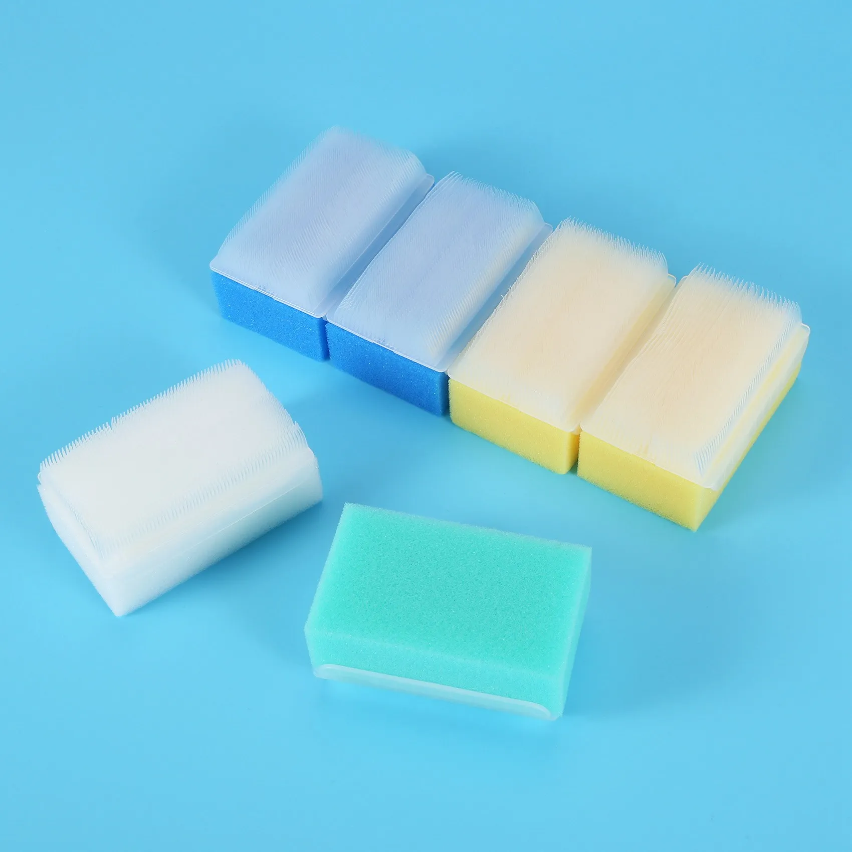 AINY-Baby Bath Sponge (6 Pieces) Soft Foam Washer With Cradle Cap Brush Body,Hair And Scalp Clean Gentle Baby Sensory Brush Bath