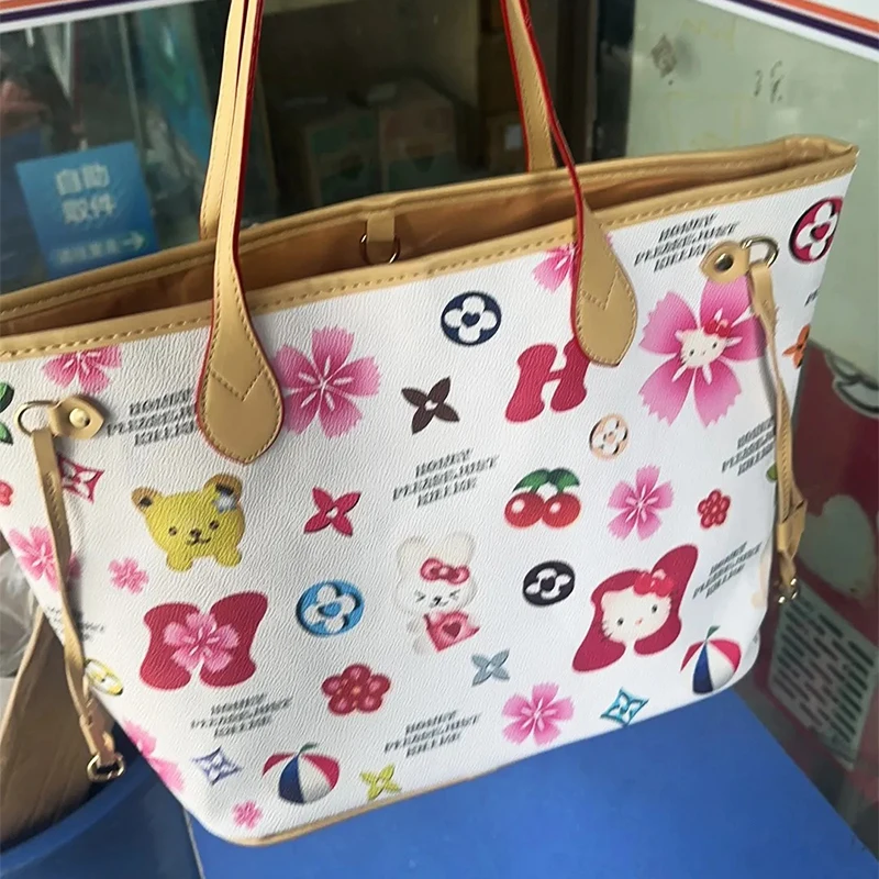 Kawaii Sanrio Shoulder Bag Hello Kitty Y2K Cartoon Cute Student Girls Handbag Travel Cosmetic Bento Storage Bag Toys Girls Gifts