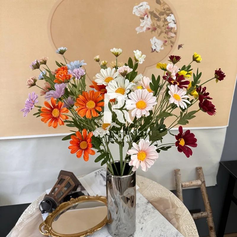 

6 sun simulation flowers, small wild chrysanthemum handmade flowers, living room decoration, wedding decoration, shooting props