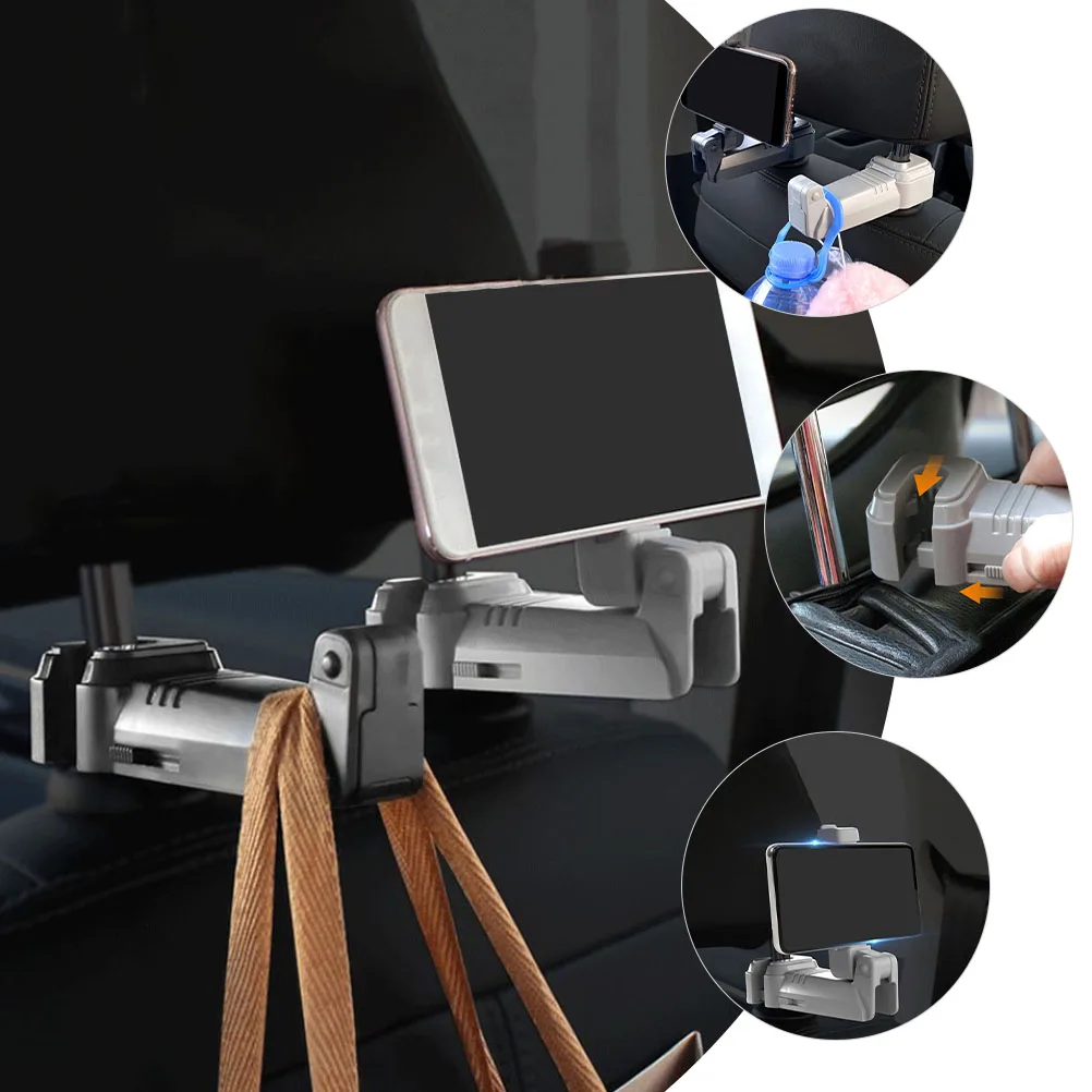 

Car Headrest Phone Holder Multi functional ABS Material Silicone Rubber Protective Car Backseat Storage Hook Universal Mobile