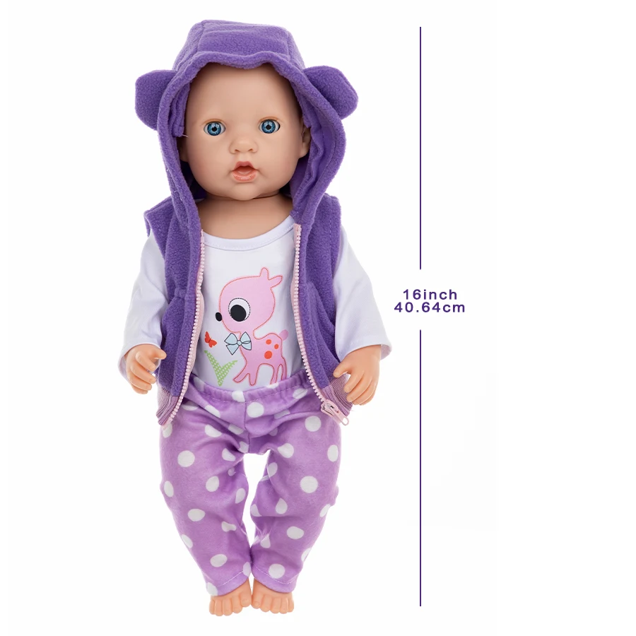 16-18 インチの赤ちゃん生まれ人形服かわいい鹿ジャケットパーカーパンツリボーンドールスーツ子供の誕生日プレゼント