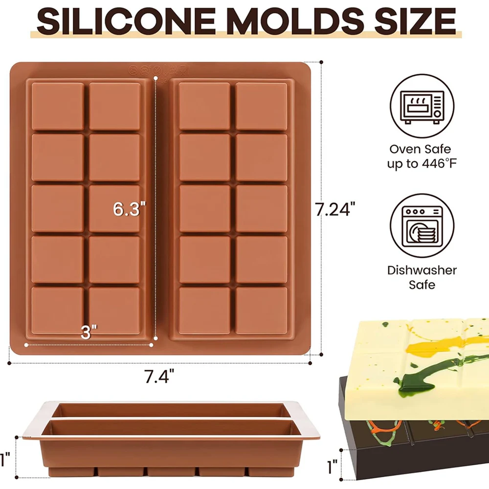 Chocolate Bar Molds Silicone Dubai Chocolate Bars Making Mould,BPA Free Durable Easy Release Protein Energy Handmade Gifts