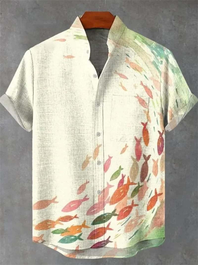 2025 Spring/Summer Fashion Design Pattern Mens Short Sleeved Shirt 3D Digital HD Printed Shirt Youth Fashion Muslim Men Clothing