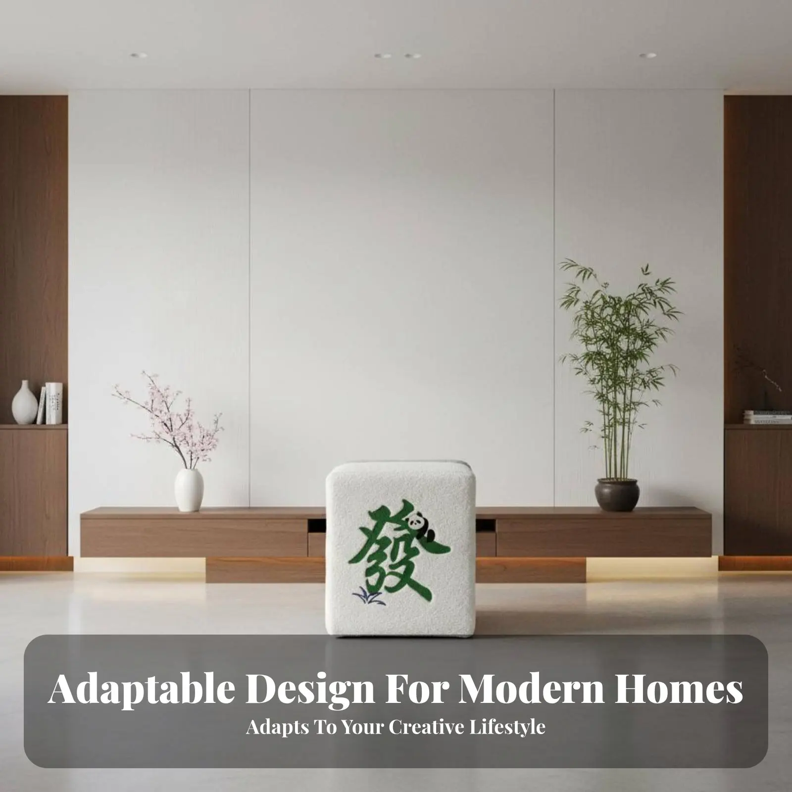 

Mahjong Tile Pouf sturdy Wood Legs Low Stool firm density Sponge Filling Multi-Purpose for Homeowners