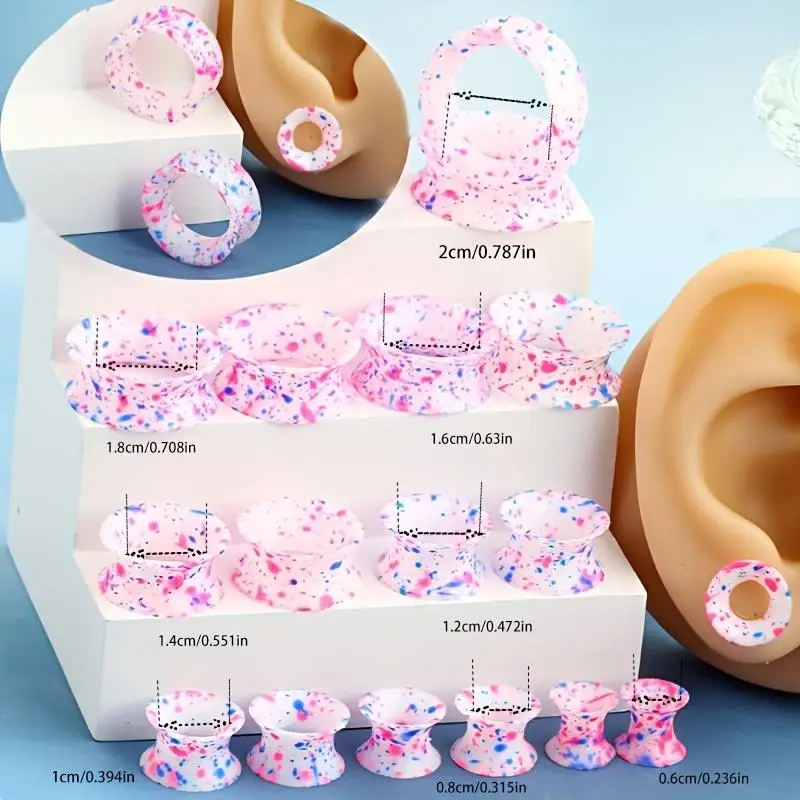 1/4 Pairs Silicone Ear Gauges Flexible Ear Tunnels Plugs Stretchers Expander Double Flared Flesh Ear Piercing Jewelry 3-25mm