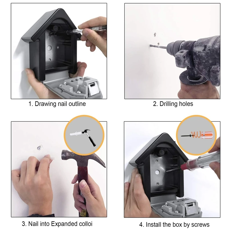 Замок для ключей, [экстренный ключ] настенный Комбинированный Замок для хранения ключей и экстренный ключ для предотвращения забывания