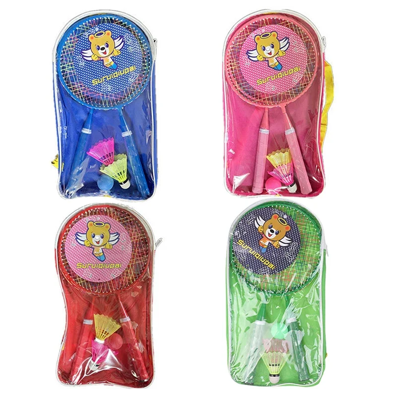 

Детские легкие ракетки для бадминтона из 2 предметов, семейная игра, игрушка, двойная ракетка, комплект с рюкзаком для переноски, детское спортивное оборудование