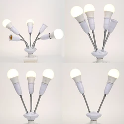 White E27 Light Socket Splitter Household Lamp Bases Photography Socket Adapter Converter Ajustable Multi E27 Light Bulb Adapter