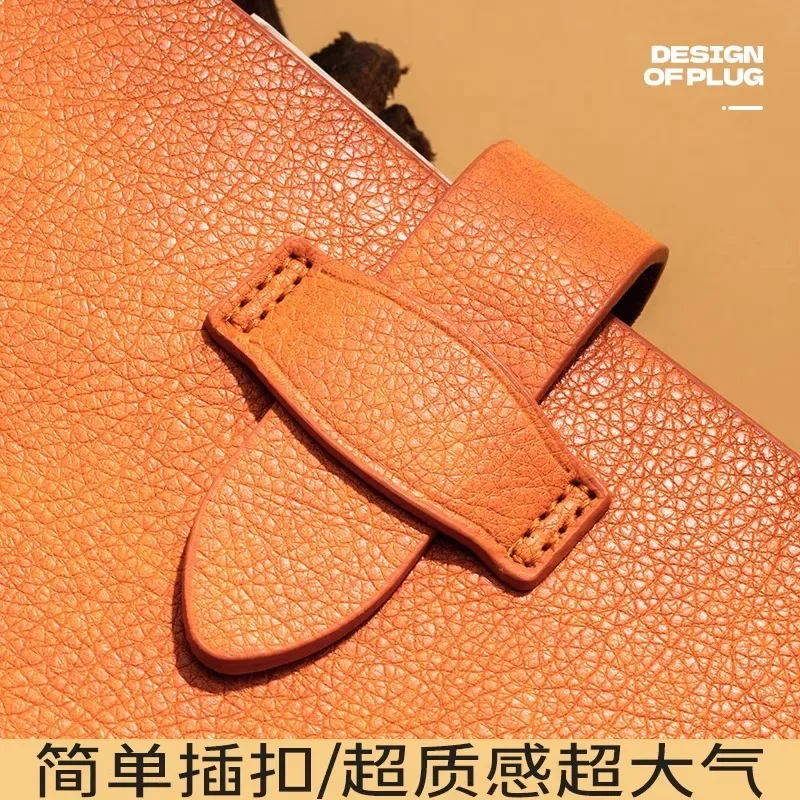 Soft leather retro loose-leaf notebook gift box set custom cowhide buckle two-layer notepad removable binder diary  school