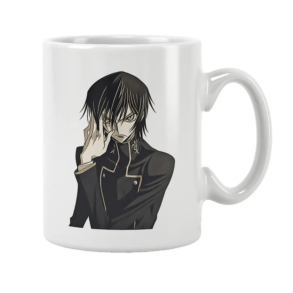 Lelouch Anime Code Geas Mug Coffee Cup White Ceramic Cute Funny Birthday Gift Ideas