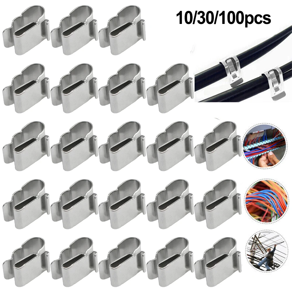 10/30/100 PCS 304 Stainless Steel Solar PV Cable Clips/Clamp For PV Solar Cable Wire Installation In Photovoltaic System