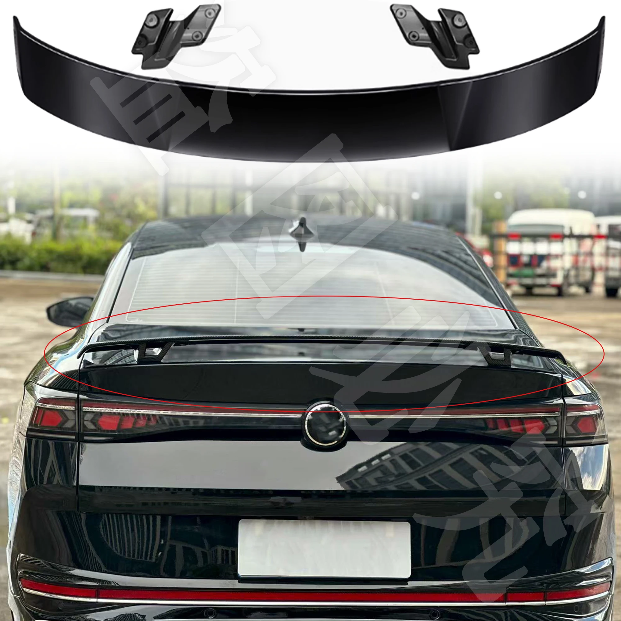 Para volkswagen passat b9/magotan 2024 2025 mk-estilo corpo kit spoiler asa sedan preto brilhante/abs tuning acessórios exteriores