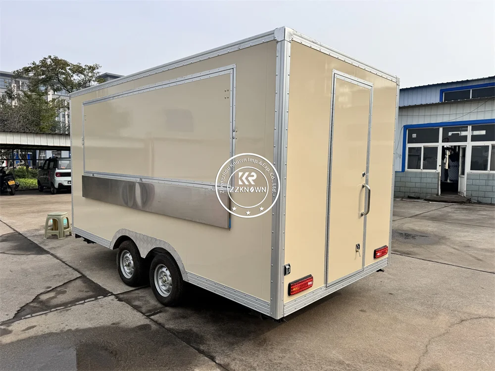 Hamburgertruck Mobiele barbecue-ijskar Mobiele keuken Voedselaanhangwagen Volledig uitgeruste Amerikaanse standaard mobiele fastfoodwagen