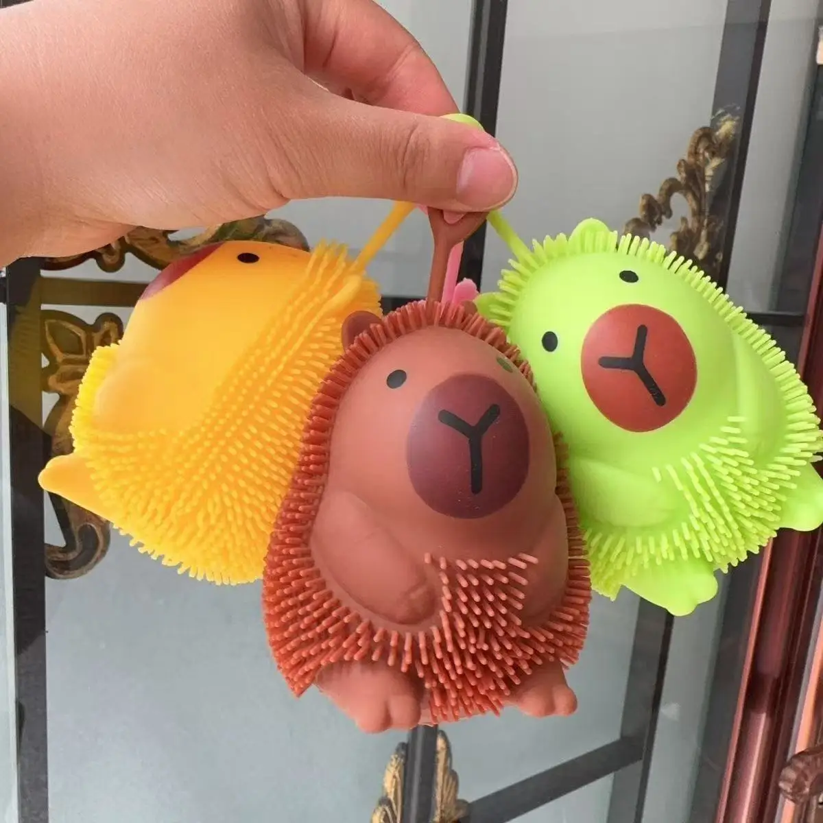 Cartoon Capybara Squeeze Ball Pinch Funny Cute Animal Spiky Ball Glowing Sensory Squishy Fidget Stress Relief Funny Gifts