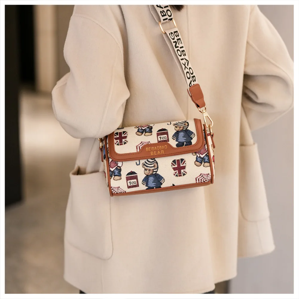 Beibaobao 2025 New Casual Trendy Design Bag Versatile Bear Style Mobile Bag Diagonal Cross Shoulder Women\'s Bag Handbag