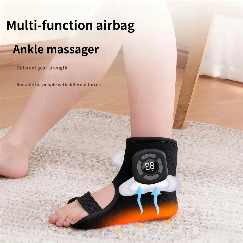 Wireless Electric Foot and Ankle Massager with Heat Vibration Air Compression for Pain Relief Muscle Relaxation Home Use Therapy