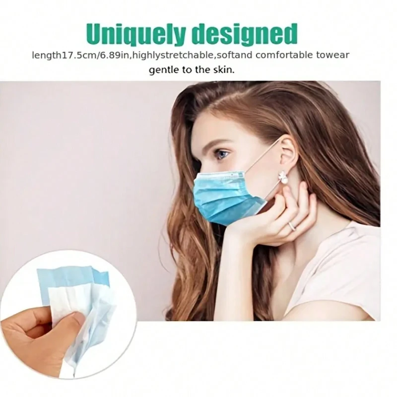 50pcs Disposable Face Masks: Soft On Skin 3-Ply Facial Cover With Elastic Earloops - Perfect For Home School, Office & Outdoors!