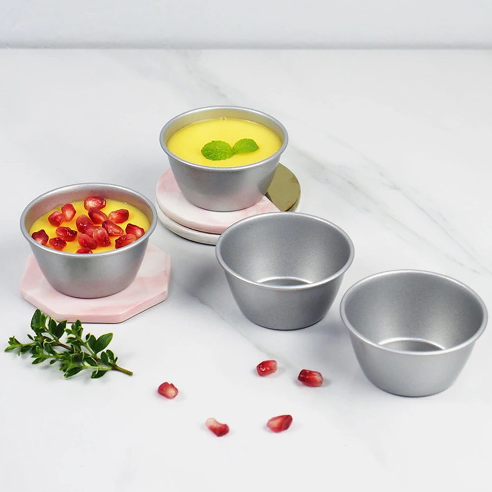 

4 Pcs Mini Pudding Cup Mold Baking Cups Ramekins High-carbon Steel Number Cupcake Molds for