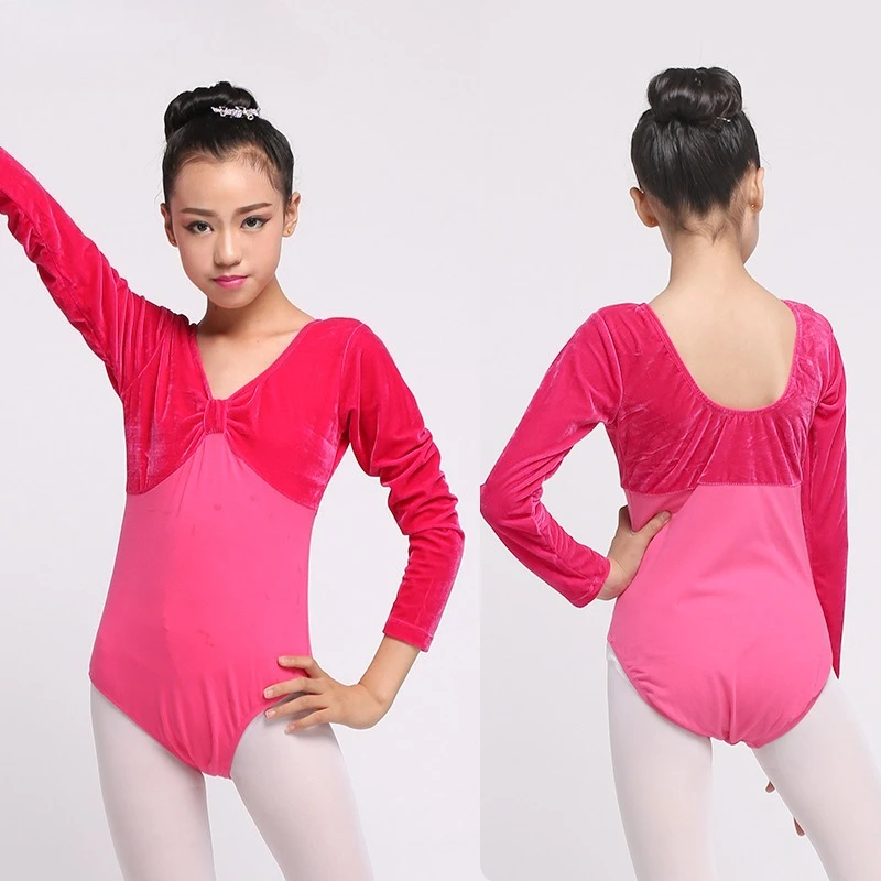 

Балетный трико с длинными рукавами для девочек, танцевальный костюм, гимнастический комбинезон, тренировочная одежда, детские балетные трико, детский комбинезон