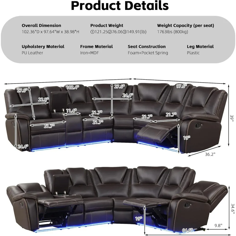 office sofas,with LED Light Strip,with Cup Holder and Storage for Living Room Office,sofa