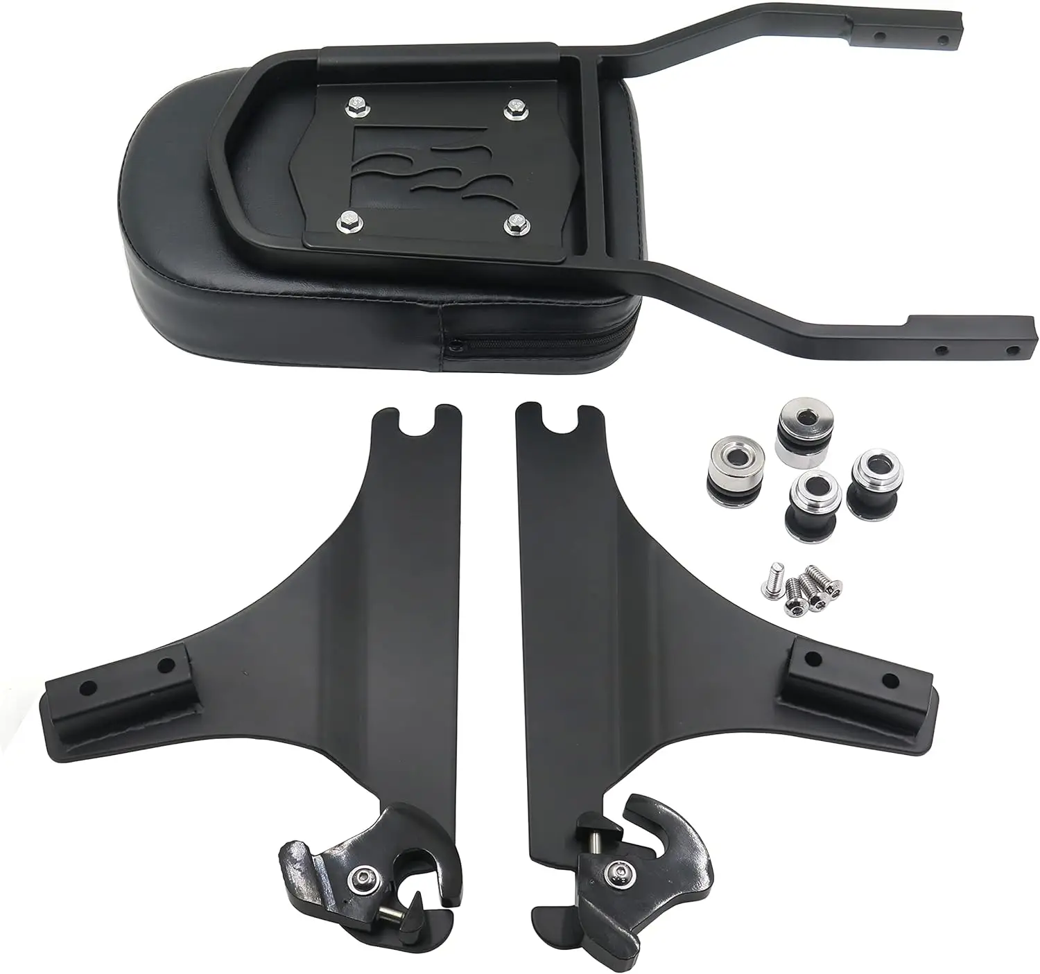 

MT501-006F-M Матовая черная съемная спинка Sissy Bar Flame, совместимая с 00-позднеем FLSTC/00-03 FLSTS