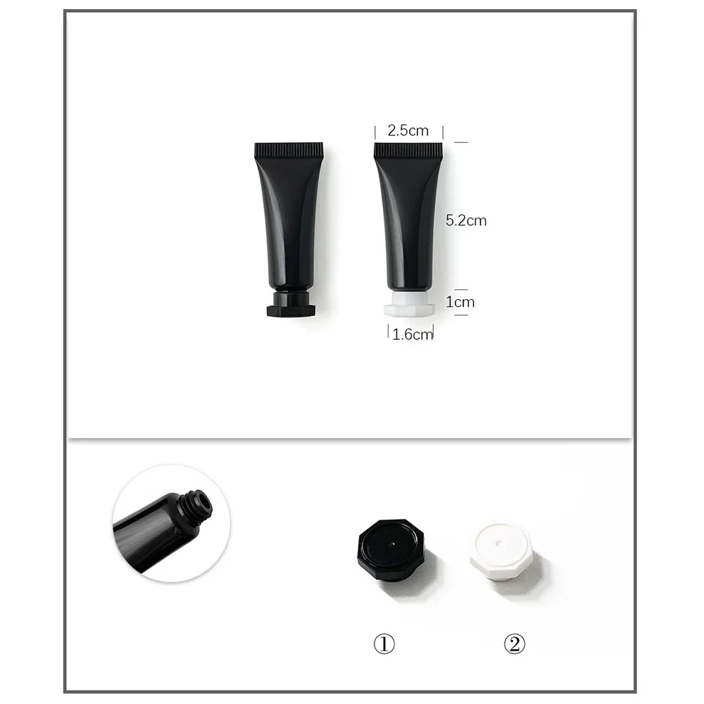 5g Black Plastic Empty Squeeze Bottle 5ml Cosmetic Soft Tube Eye Cream Essence Lotion Sample Refillable Container