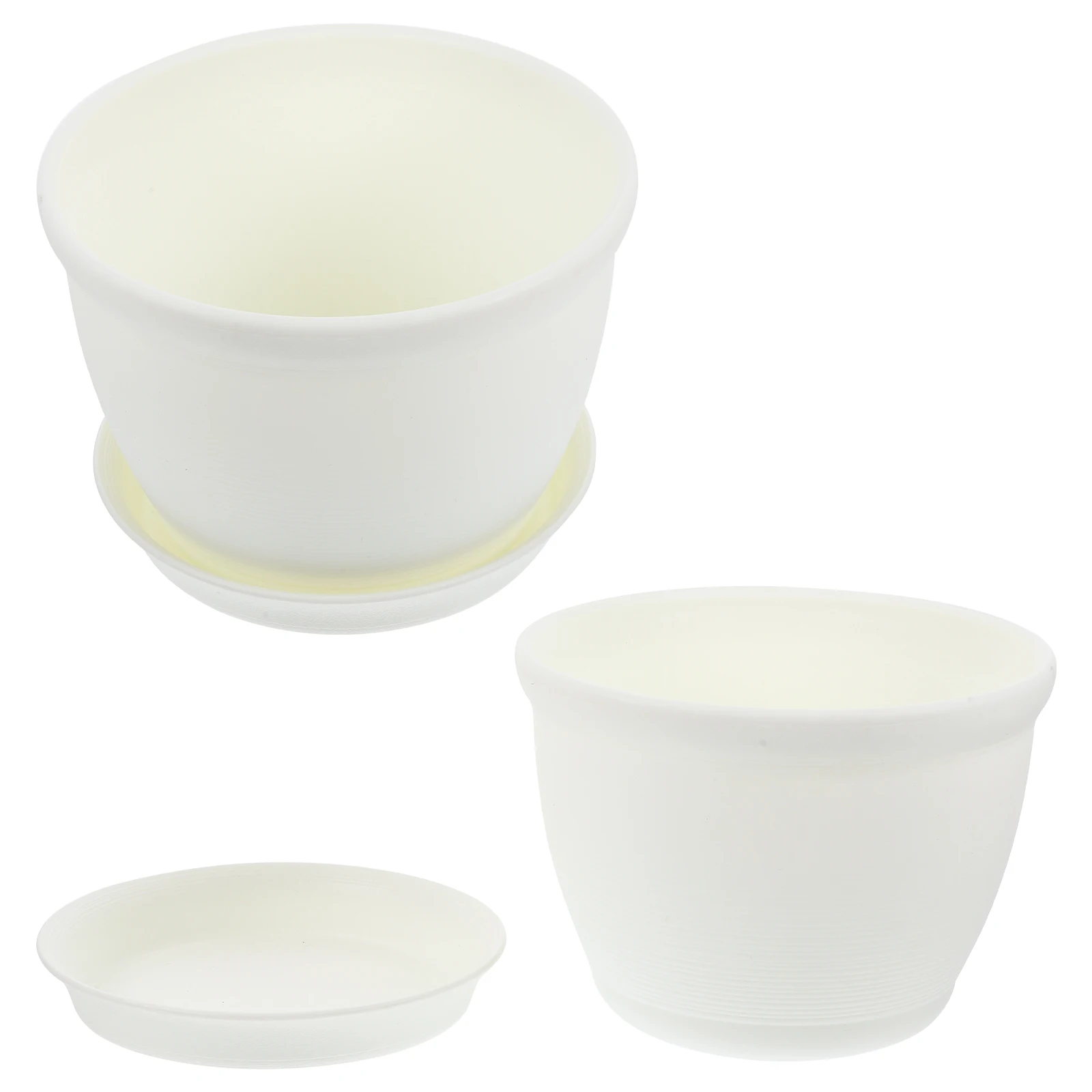 

2Sets Thickened Plastic Succulent Plants Pot with Drainage and Saucer Durable Flower Planter for Indoor Balcony Garden