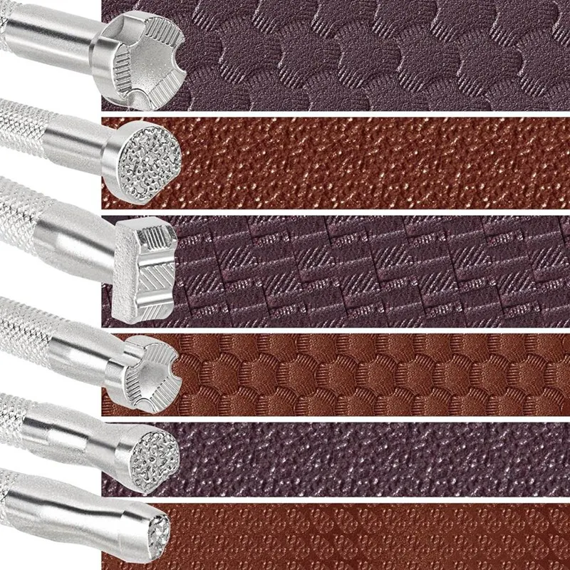 가죽 스탬프, 합금강 가죽 조각 스탬핑 펀칭 도구, 가죽 공예 디자인 작업 실버, 6 개