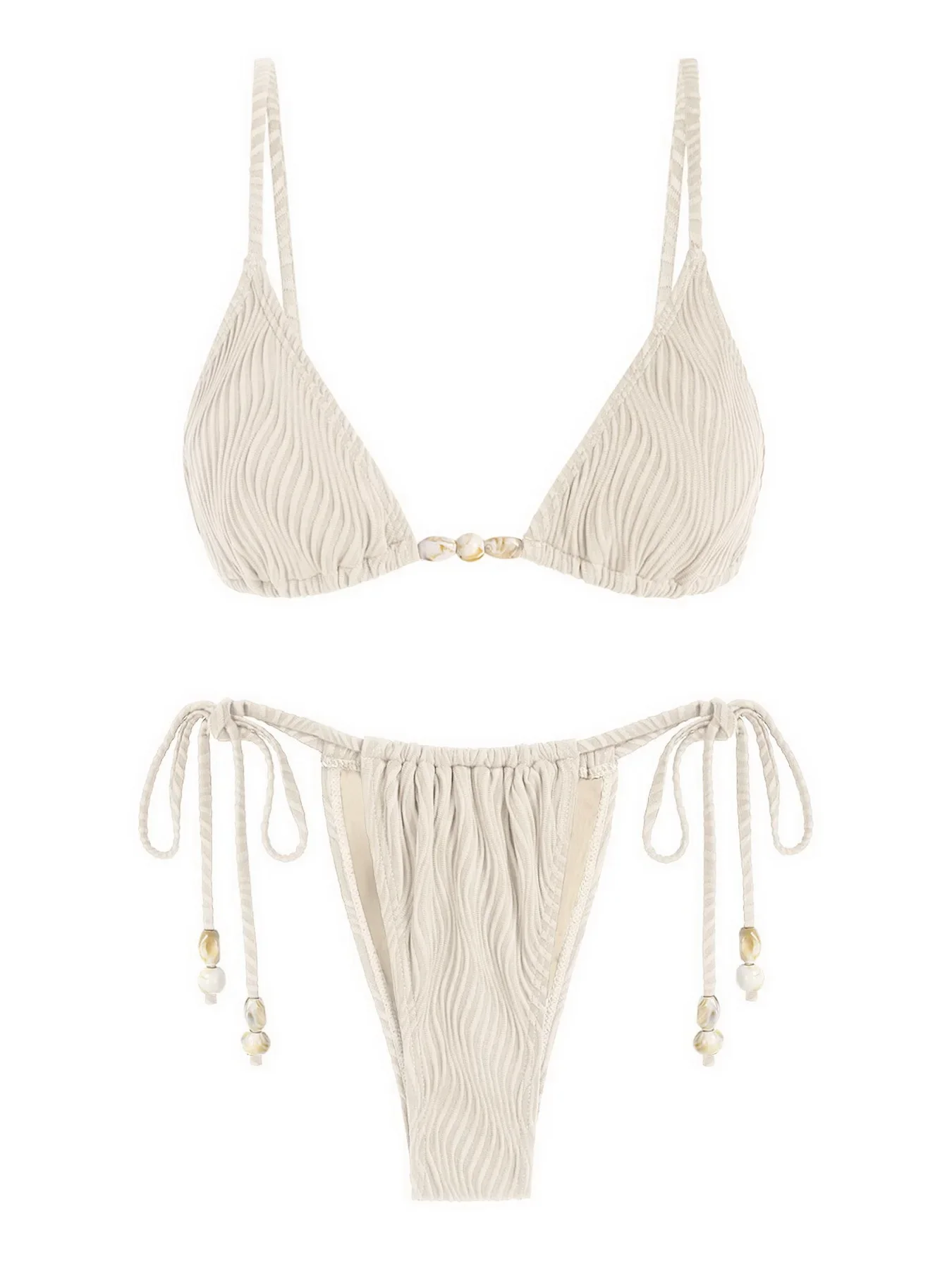 

ZAFUL 85%Nylon15%Spandex bikini Swimwear Women's swimsuit sets 2024 female sexy plain lvory whit two-piece feminine tankini