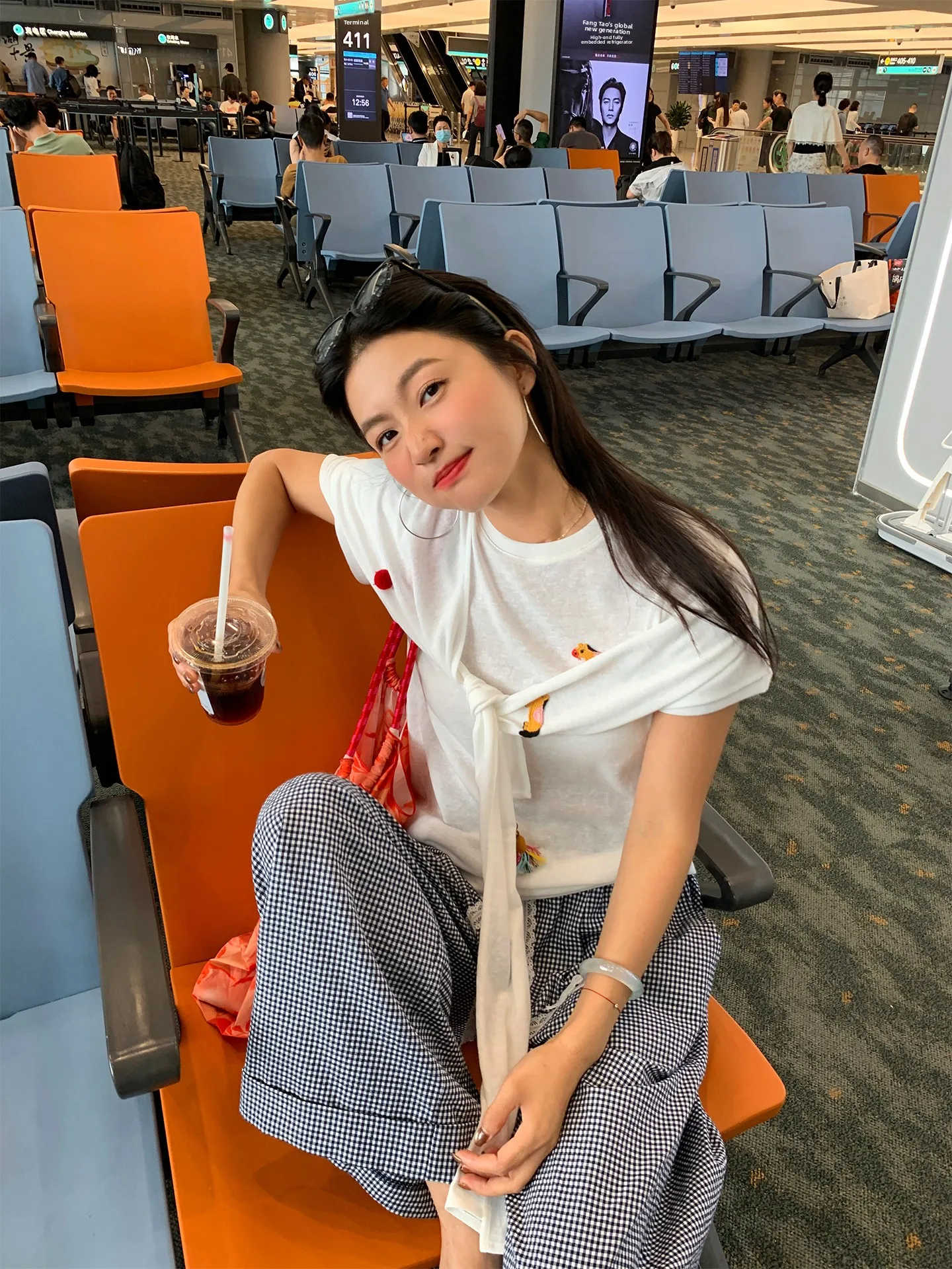 

White oulder Wrap ort Sve Women's T-irt Design Sensation Korean Sle Loose Fit Creative Pattern Cotton Blend Summer