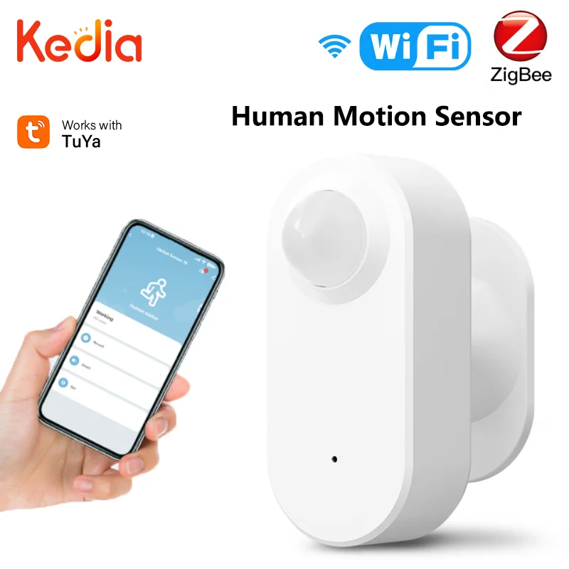 Tuya Zigbee Sensor de Pressão Movimento Humano, Smart Home Decor, Alarme de Segurança, Controle Remoto Sem Fio, Detecção PIR, Via App