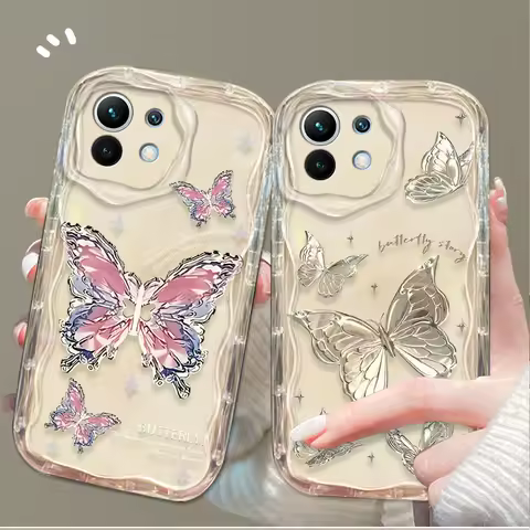 Glitter Metal Butterfly Soft Case For Xiaomi 14T 13T 12T 13 12 11 11i Lite 5G 10T POCO X5 X6 Pro X3 NFC X4 GT F3 F4 F5 F6 M6 M5S