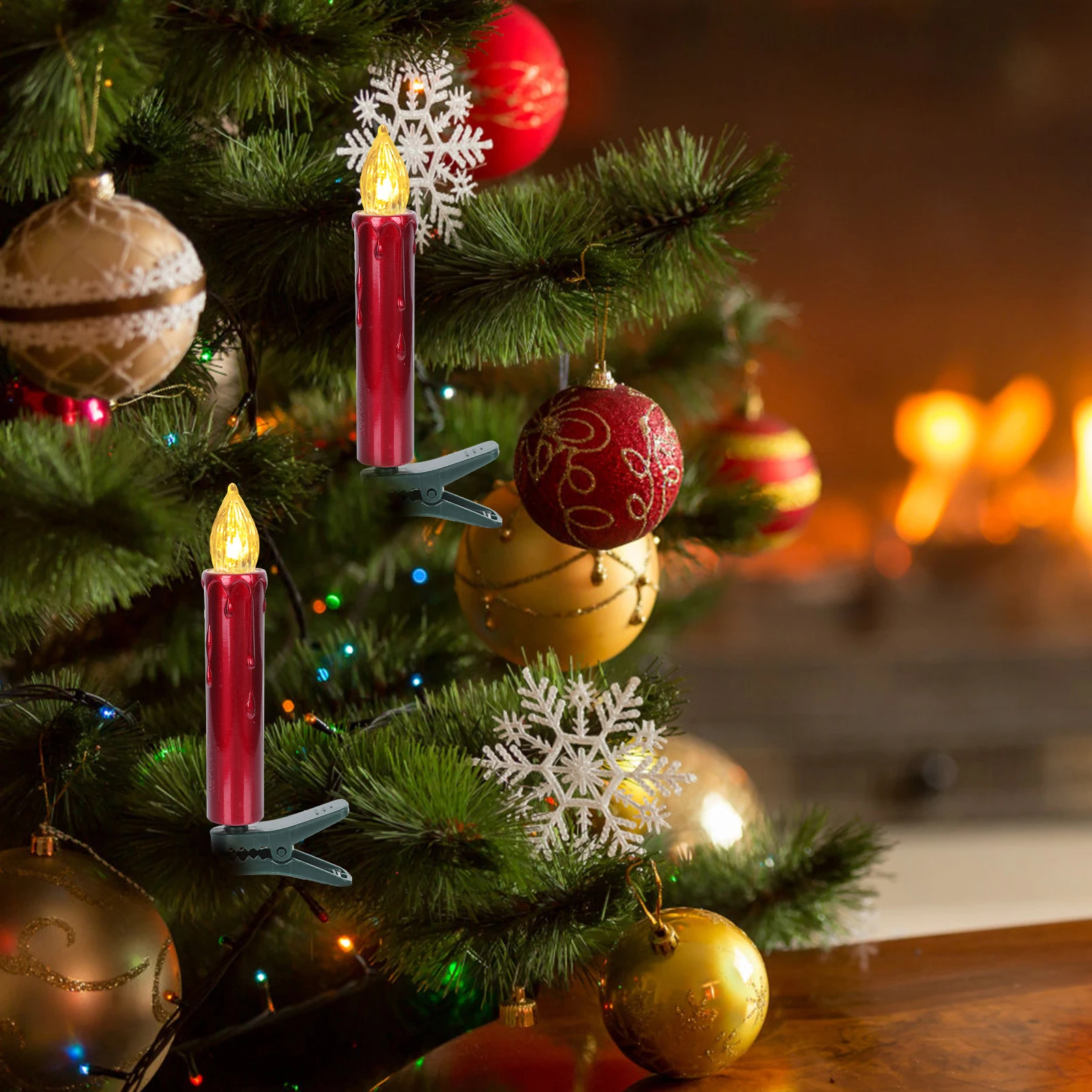 

Red Electronic LED Flameless Taper Candles Warm Light Remote Control Decorative Party Wedding Festival Lamp Living Room