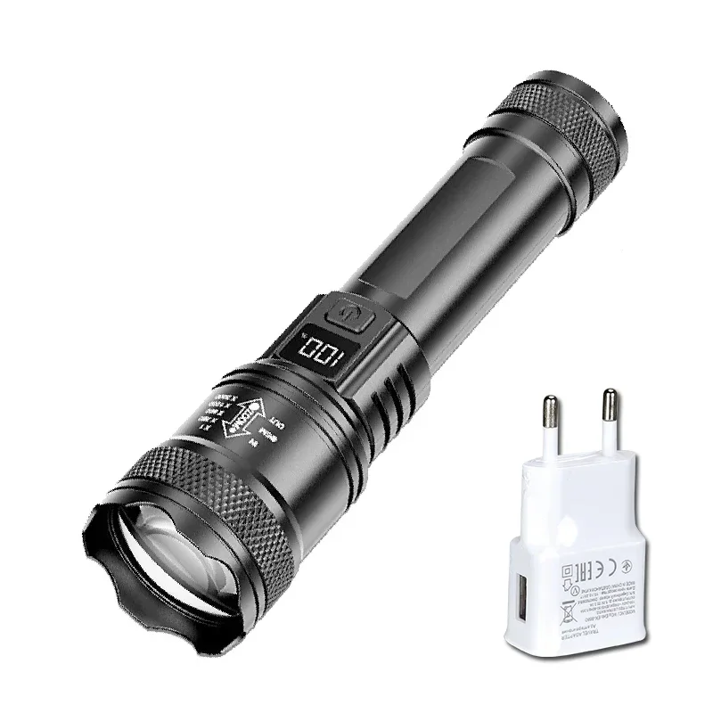 1600000   LM Super Bright Zaklamp USB Oplaadbare LED Lange afstand Tactische Zaklamp Outdoor Waterdichte Camping Vissen Lantaarn