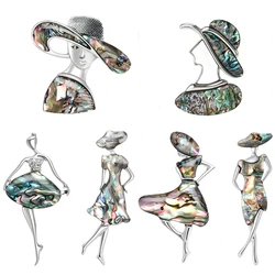 Shell Lady Brooches for Women Unisex 6 Styles Females Model Pins Banquet Party Backpack Gifts Jewelry Accessories
