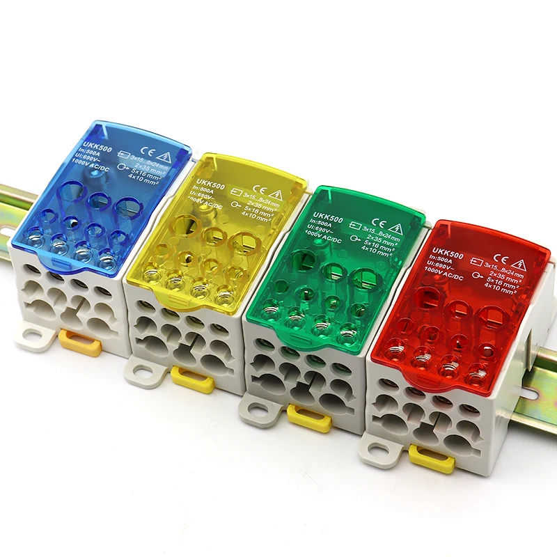 UKK500A 690V DC AC High Current Terminal Block DIN Rail Type Single Pole Junction Box Distribution Box Wire Connector