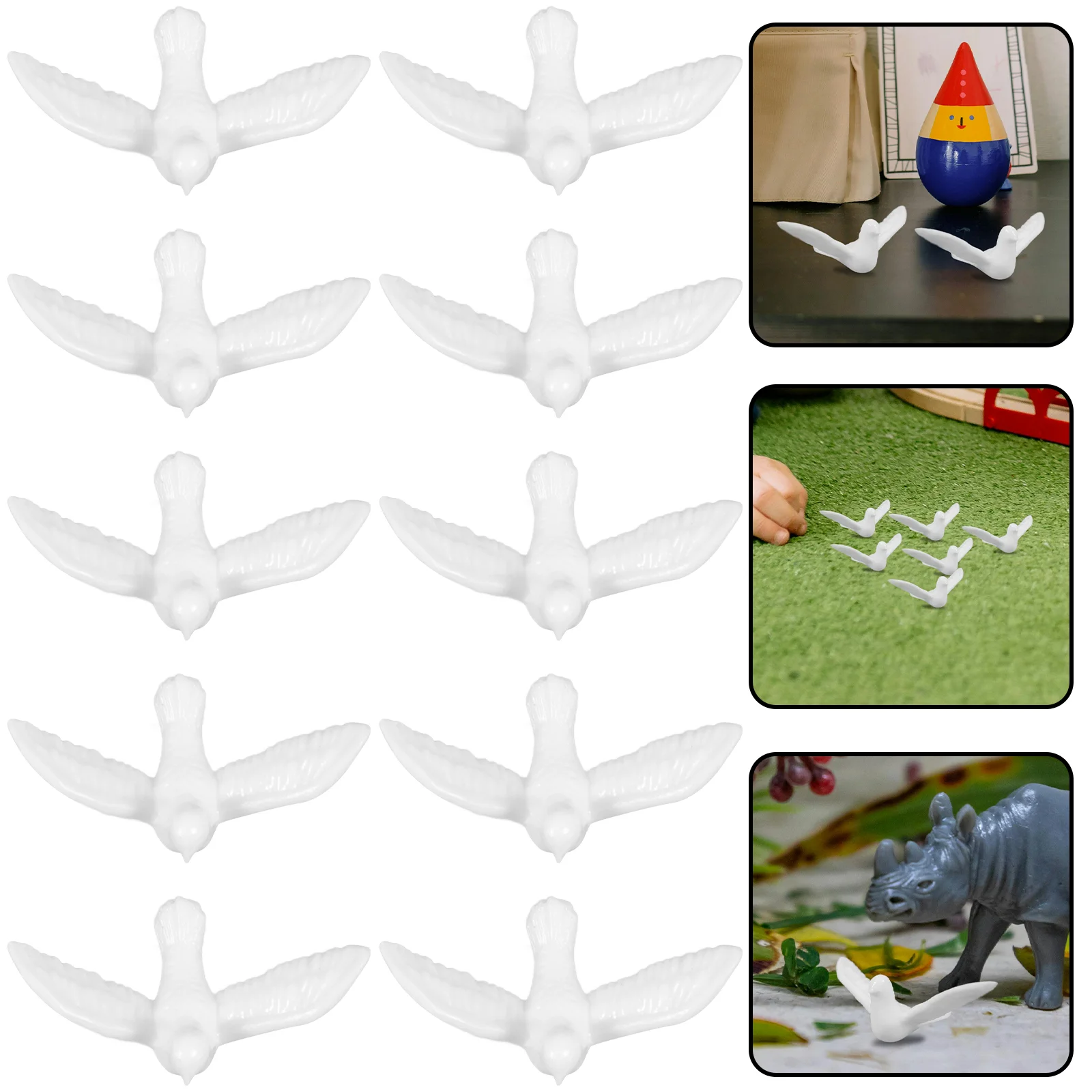 10 Pcs Mini White Pigeon Model Realistic Bird Figurines Simulation Artificial Parrot Safe and Gentle Toy Decor Desktop Resin