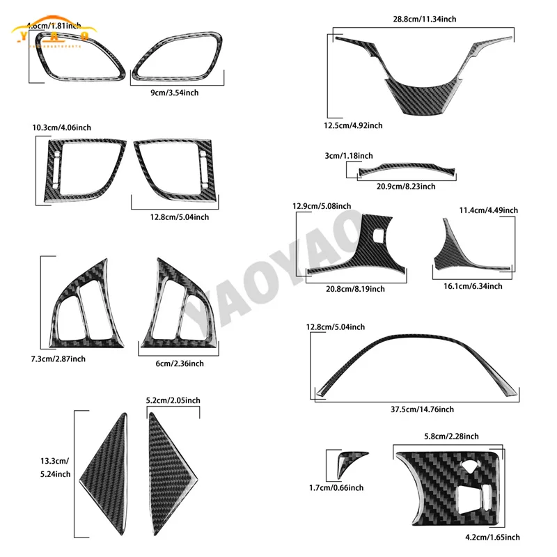 ملصق سيارة لشركة هيونداي جينيسيس كوبيه 2013-2016 ألياف الكربون عجلة القيادة لوحة أزرار مجموعة غطاء الكسوة اكسسوارات السيارات #6