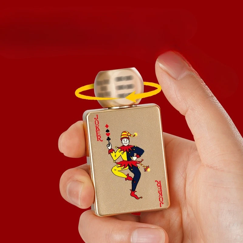 Creative New Trend Rotating Dice Playing Card USB Charging Lighter Decompression Toy Trendy Toy Gift Flameless Lighter