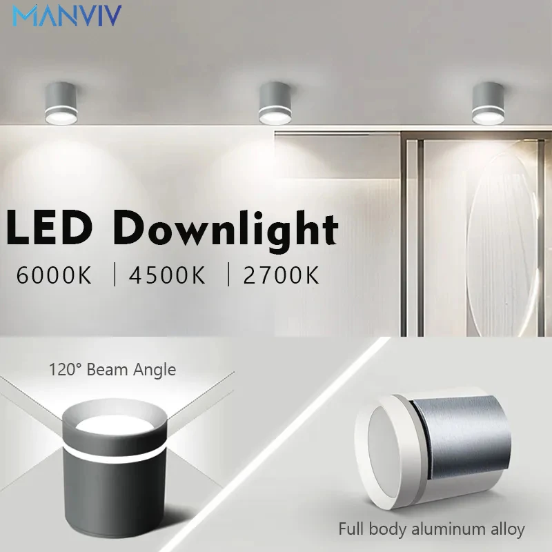 MANVIV Nordic LED Downlight 18W Downlight LED 220V Neutral light Surface Mounted Ceiling lamp Spot  Lighting For Home Living Roo