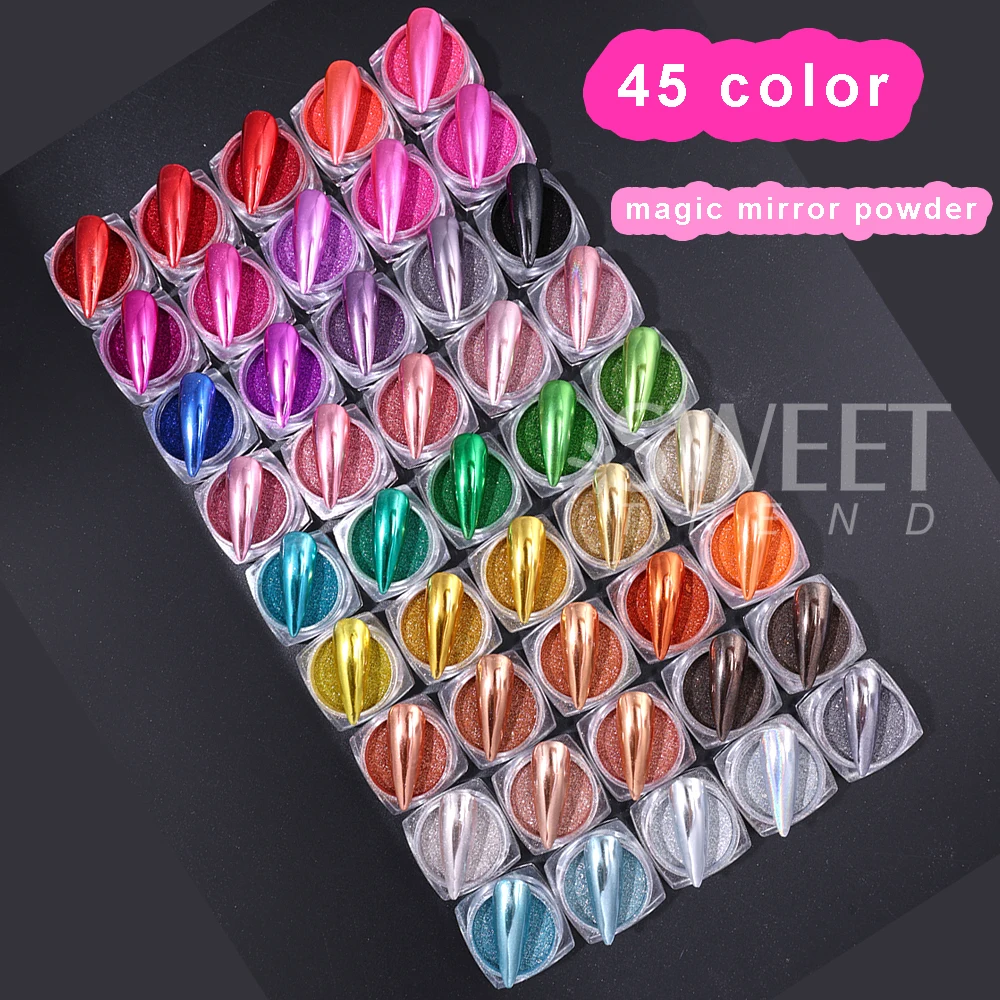24/26/45 لون كروم مساحيق الأظافر الذهب الفضة لامع مرآة تأثير المجسم مسمار بريق المواد لمستلزمات مانيكير #3