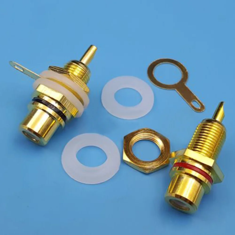 10PCS Gold-plated Lotus Female Socket For RCA Female Socket Red And Black Chassis Panel Mounted Connector Audio Terminal Plug