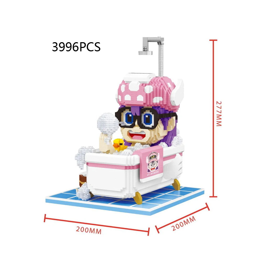 

Funny Japan Cartoon Dr. Slump Figures Micro Diamond Block Bathe Arale Building Bricks Girl Robot Nanobrick Educational Toys