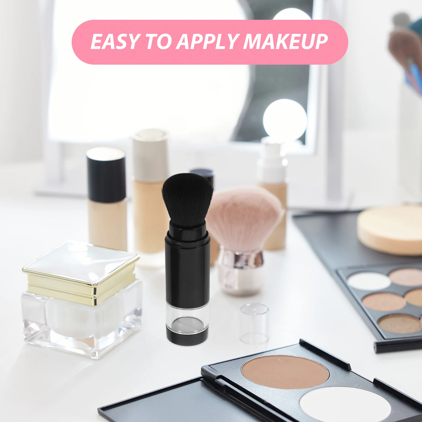 휴대용 접이식 노브 메이크업 브러쉬 블랙 컴팩트 리필 가능 루즈 파우더 병 파운데이션 블러쉬 컨투어 스프레이 어플리케이터
