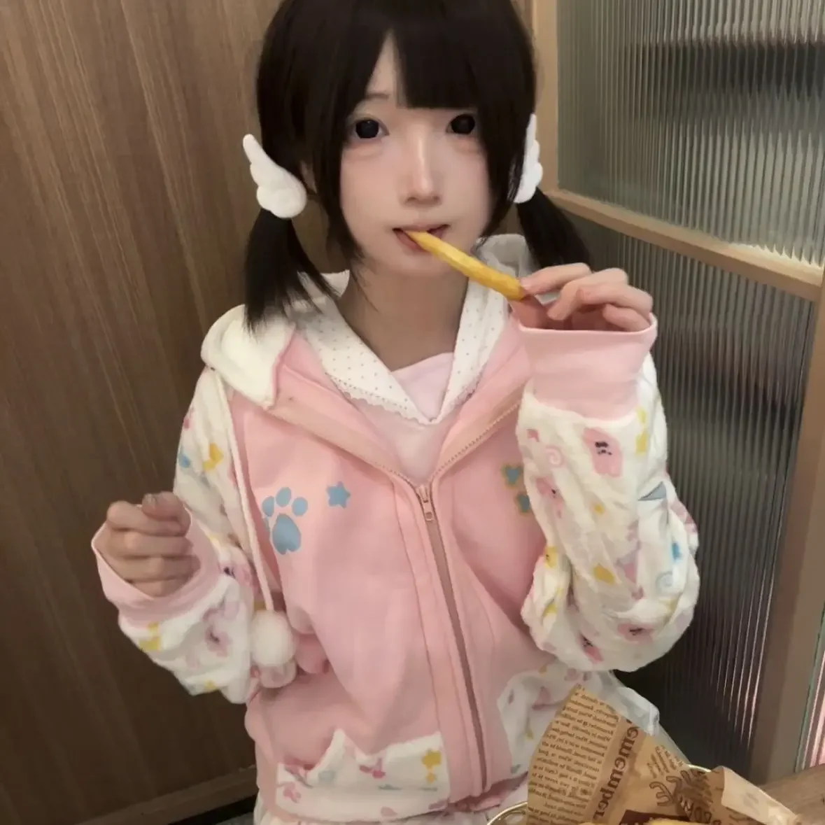 

Худи на молнии в стиле Y2K, эстетика Лолита, фейрикор, с имитацией японской овечьей шерсти, для милых девушек